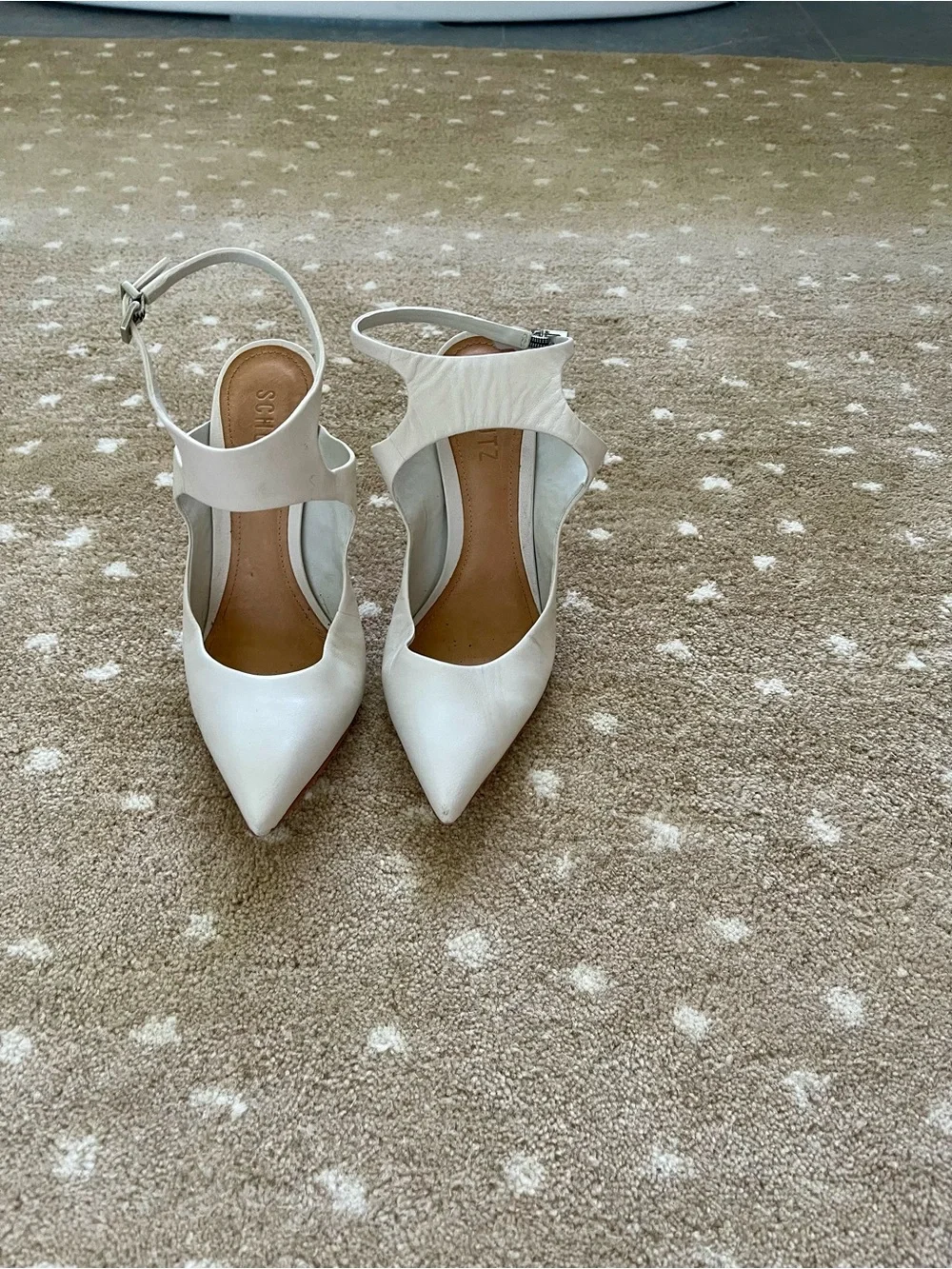 SCHUTZ White Pointed Slingback Stiletto Pumps - Picture 2 of 5